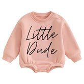 Soft warm little dude fleece Baby Boy Oversized Sweatshirt Romper Hippo Boutique