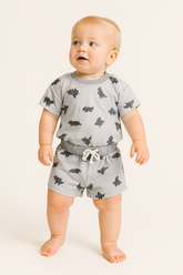 Lighting & Brown Checkered T-Shirt & Shorts outfit Hippo Boutique