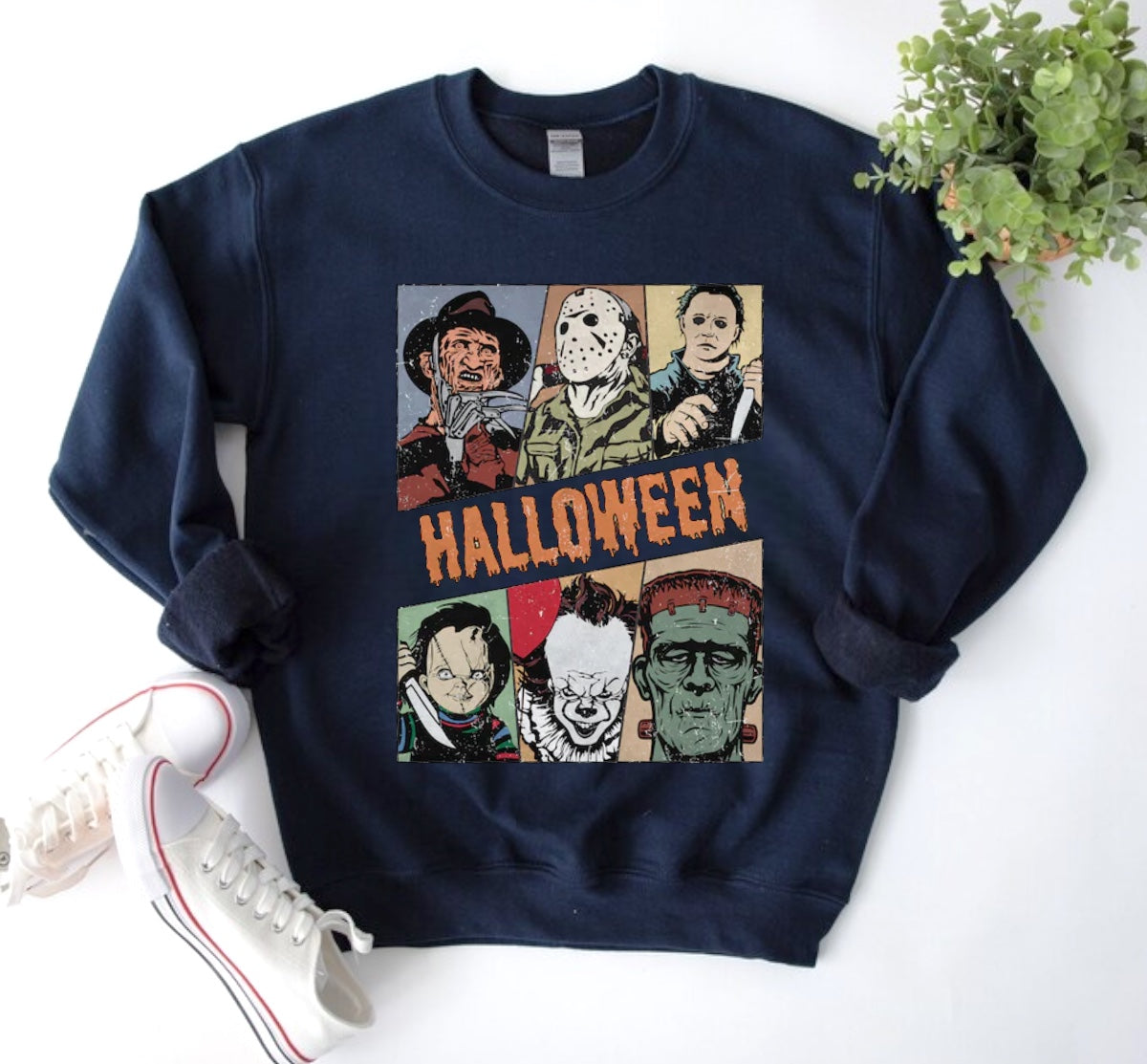 Halloween fleece crewneck Sweatshirts Horror Hippo Boutique