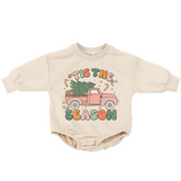Tis The Season Retro Christmas Baby Oversized Sweatshirt Romper Hippo Boutique