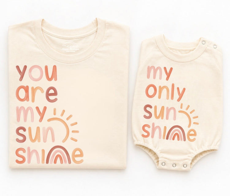 Mama & Mini Matching T-Shirts & Romper - You are my sunshine Hippo Boutique