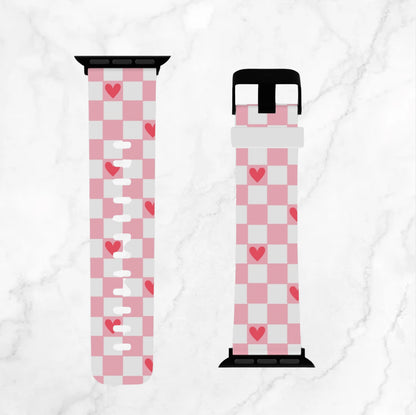 Apple Watch Band - Pink Checkered Hearts