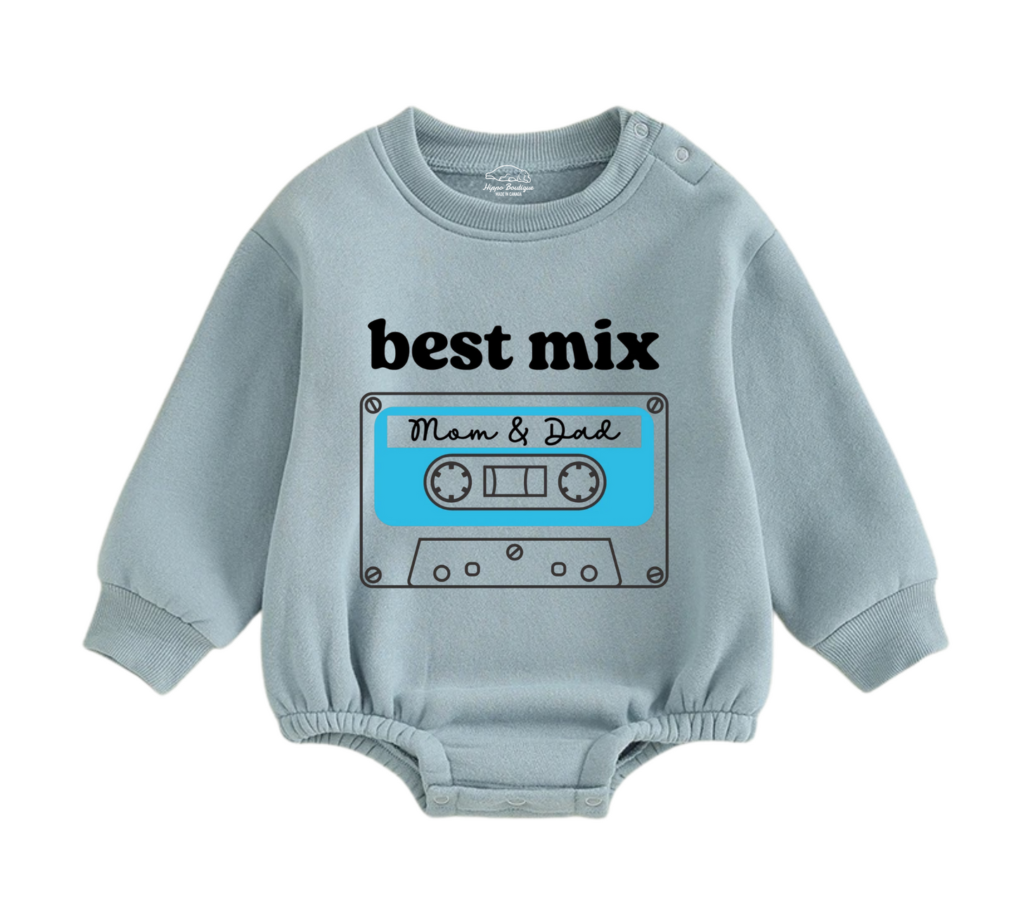 Soft warm fleece oversized Romper - Best Mix Tape Hippo Boutique