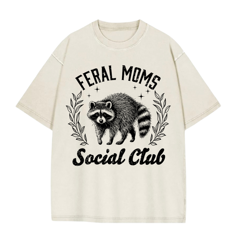 Oversized Acid Washed Raccoon T-Shirt - Feral Mom’s Social Club Hippo Boutique