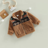 Boho Print Baby Sherpa Fuzzy Fur Jacket Hippo Boutique