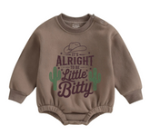 Soft warm fleece oversized Romper - Itty Bitty Cowboy Hippo Boutique