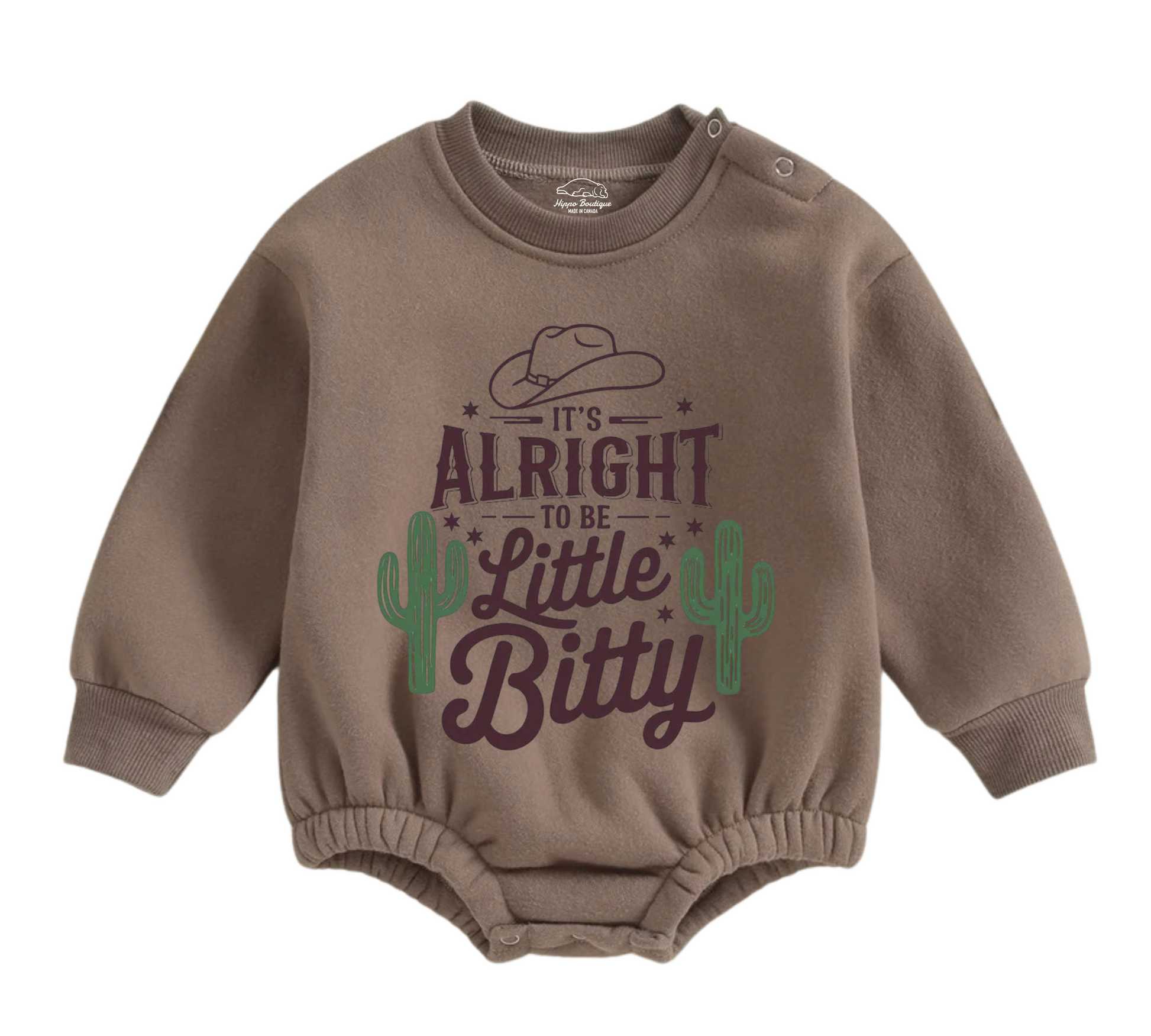 Soft warm fleece oversized Romper - Itty Bitty Cowboy Hippo Boutique