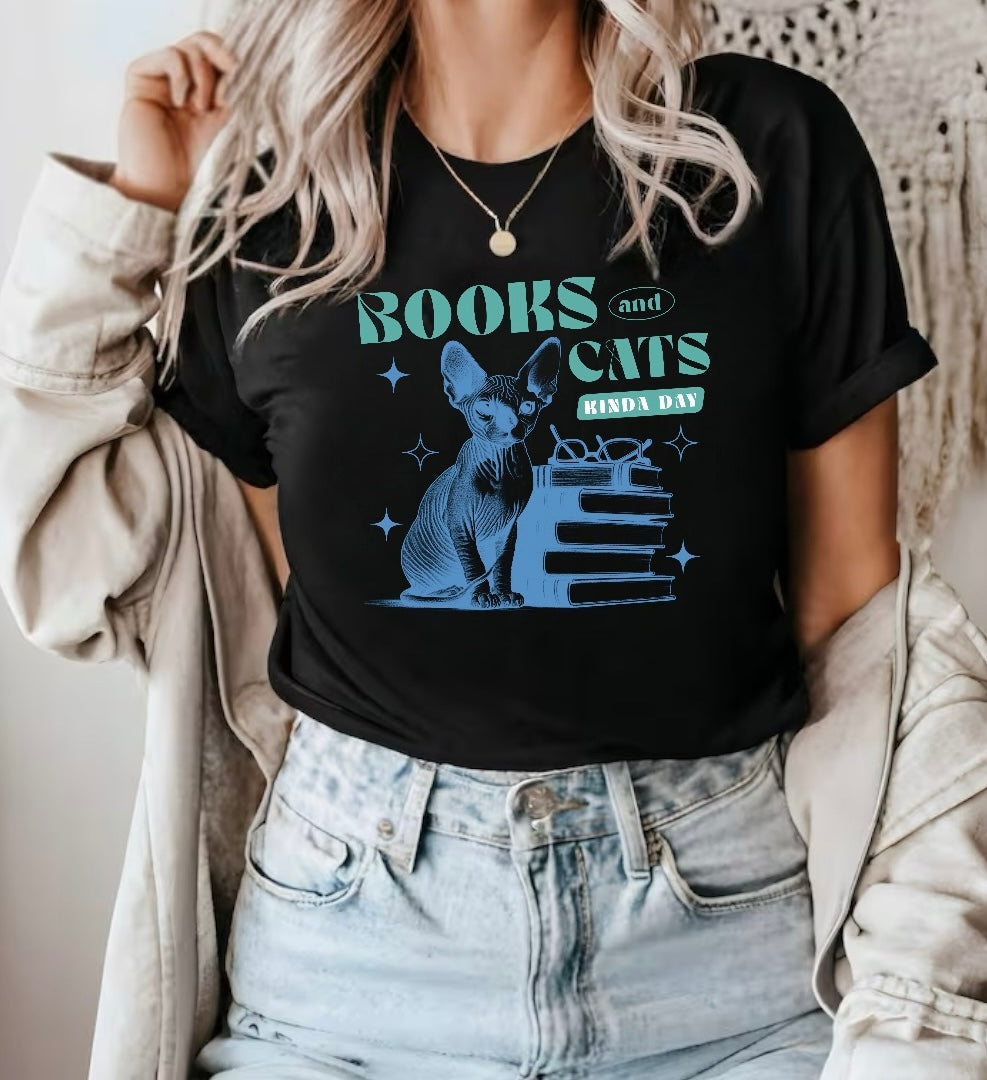 Books and Cats Women’s T-Shirts Hippo Boutique