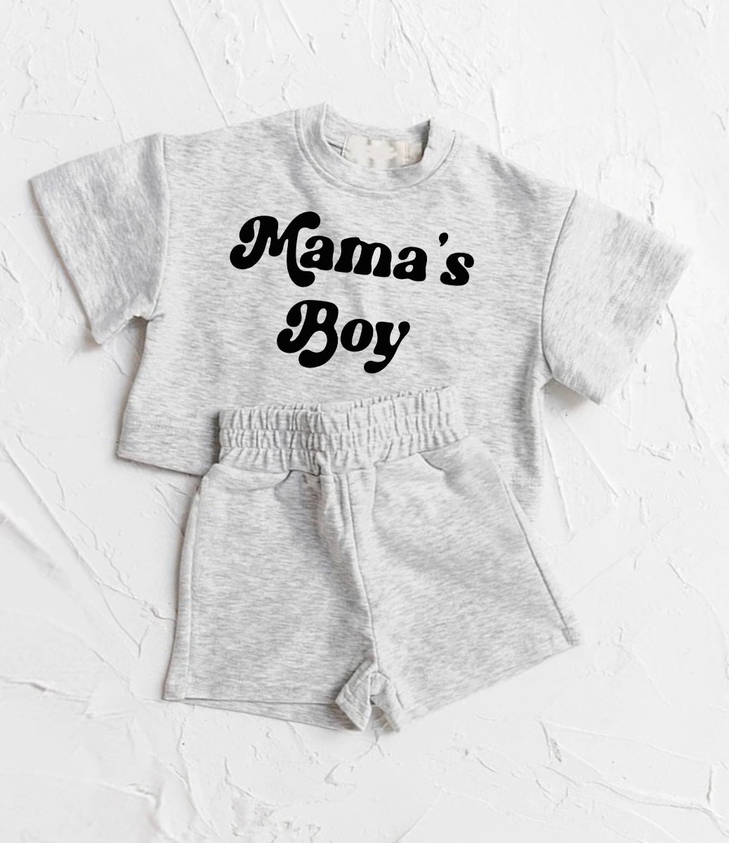 Mama’s Boy Baby Boy T-Shirt & Shorts outfit Hippo Boutique