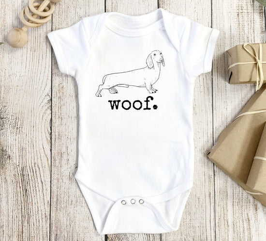 Woof Dog Baby Bodysuit Hippo Boutique