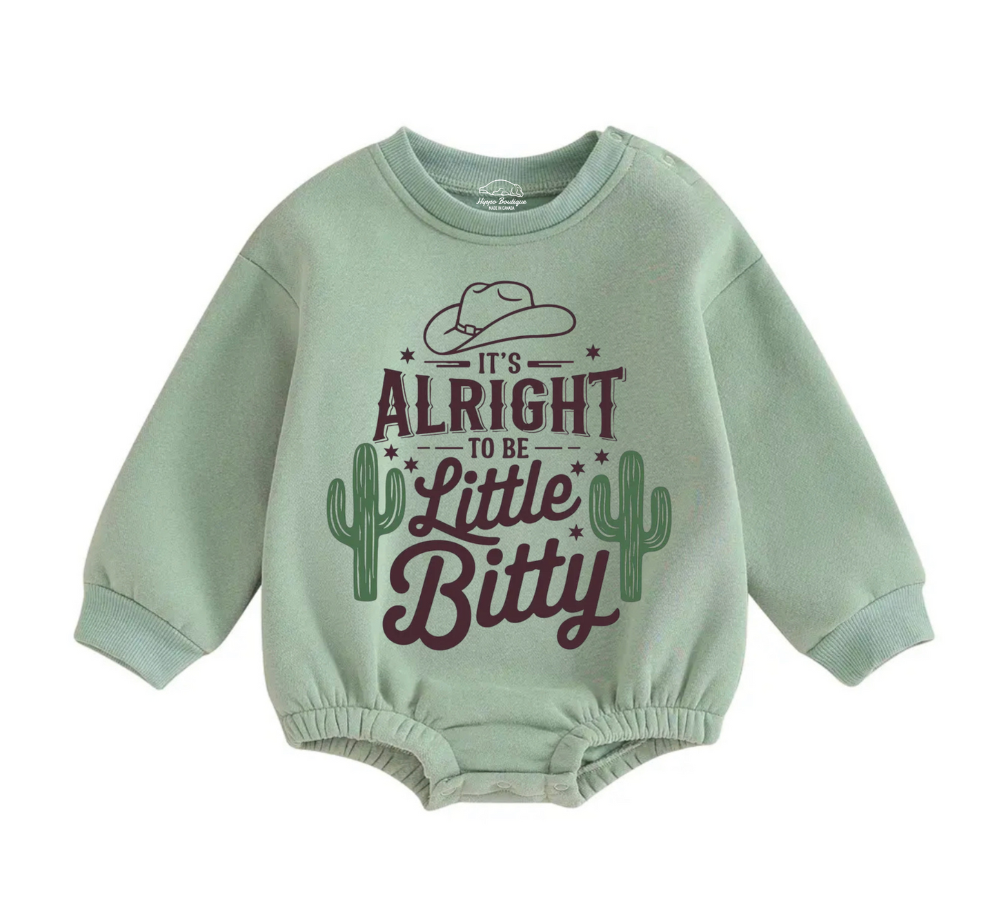 Soft warm fleece oversized Romper - Itty Bitty Cowboy Hippo Boutique