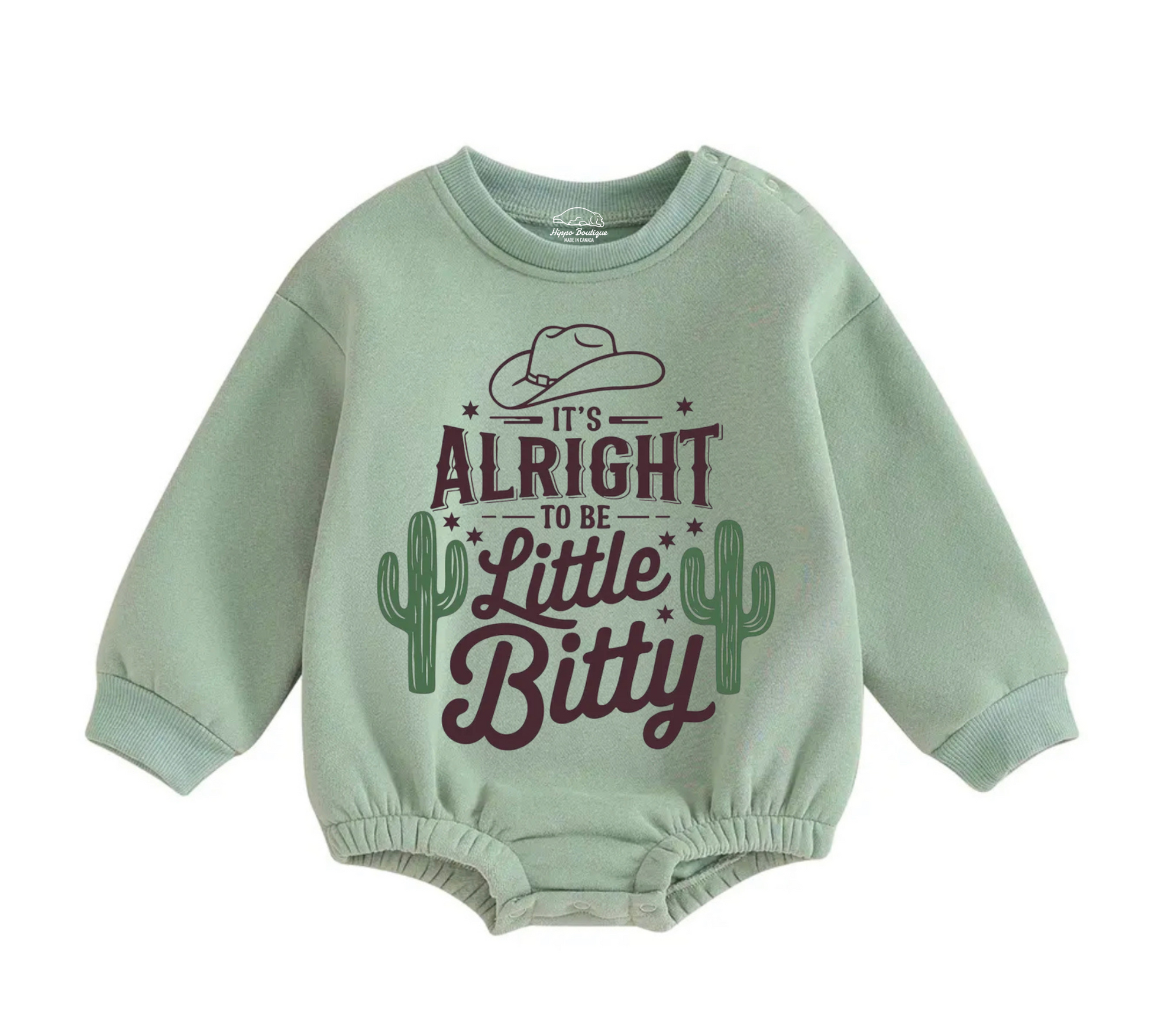 Soft warm fleece oversized Romper - Itty Bitty Cowboy Hippo Boutique