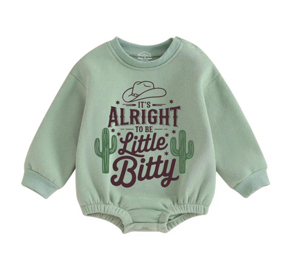 Soft warm fleece oversized Romper - Itty Bitty Cowboy Hippo Boutique