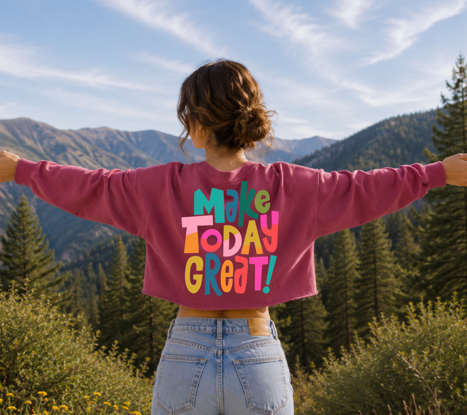 Cropped Sweatshirt - Make Today Great Hippo Boutique