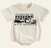 Feeding Cows With Grandpa Baby & toddler t-shirt bubble Romper Hippo Boutique