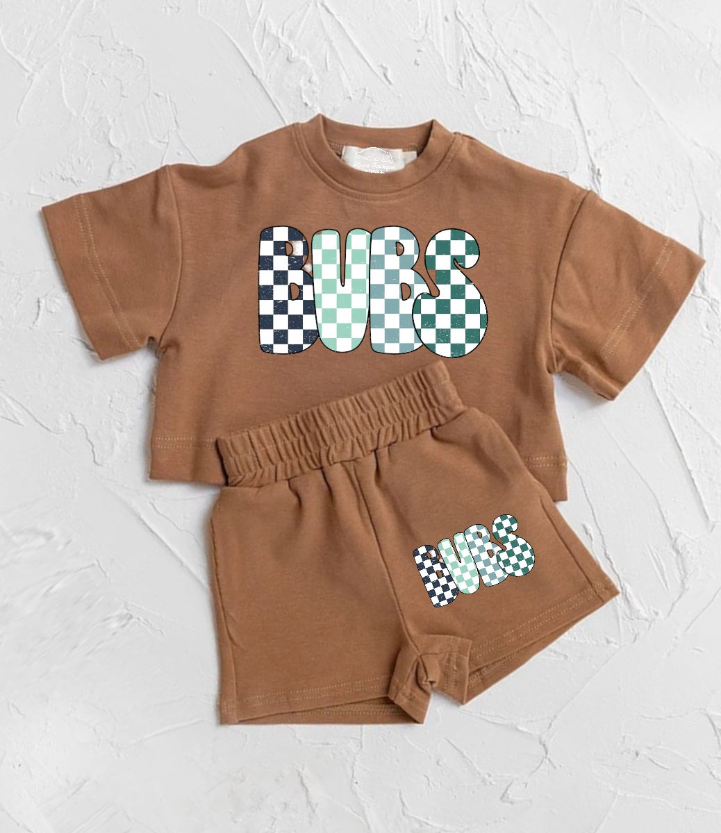 Checkered Bubs Baby Boy T-Shirt & Shorts outfit Hippo Boutique