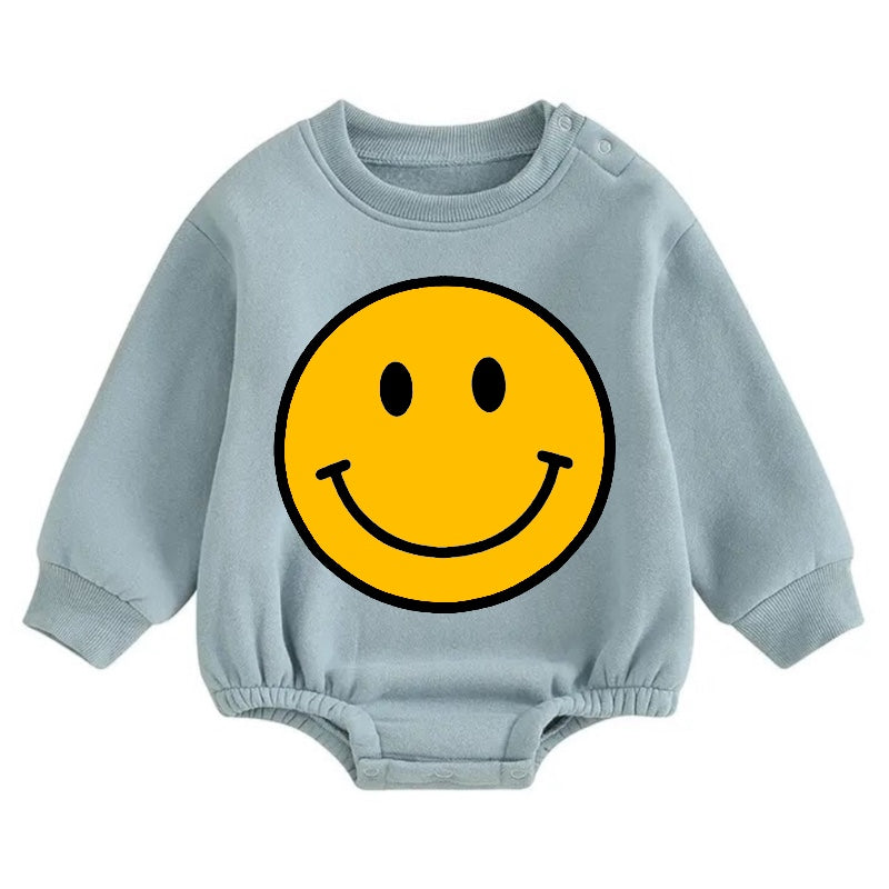 Soft warm fleece Baby Smile Oversized Sweatshirt Romper Hippo Boutique
