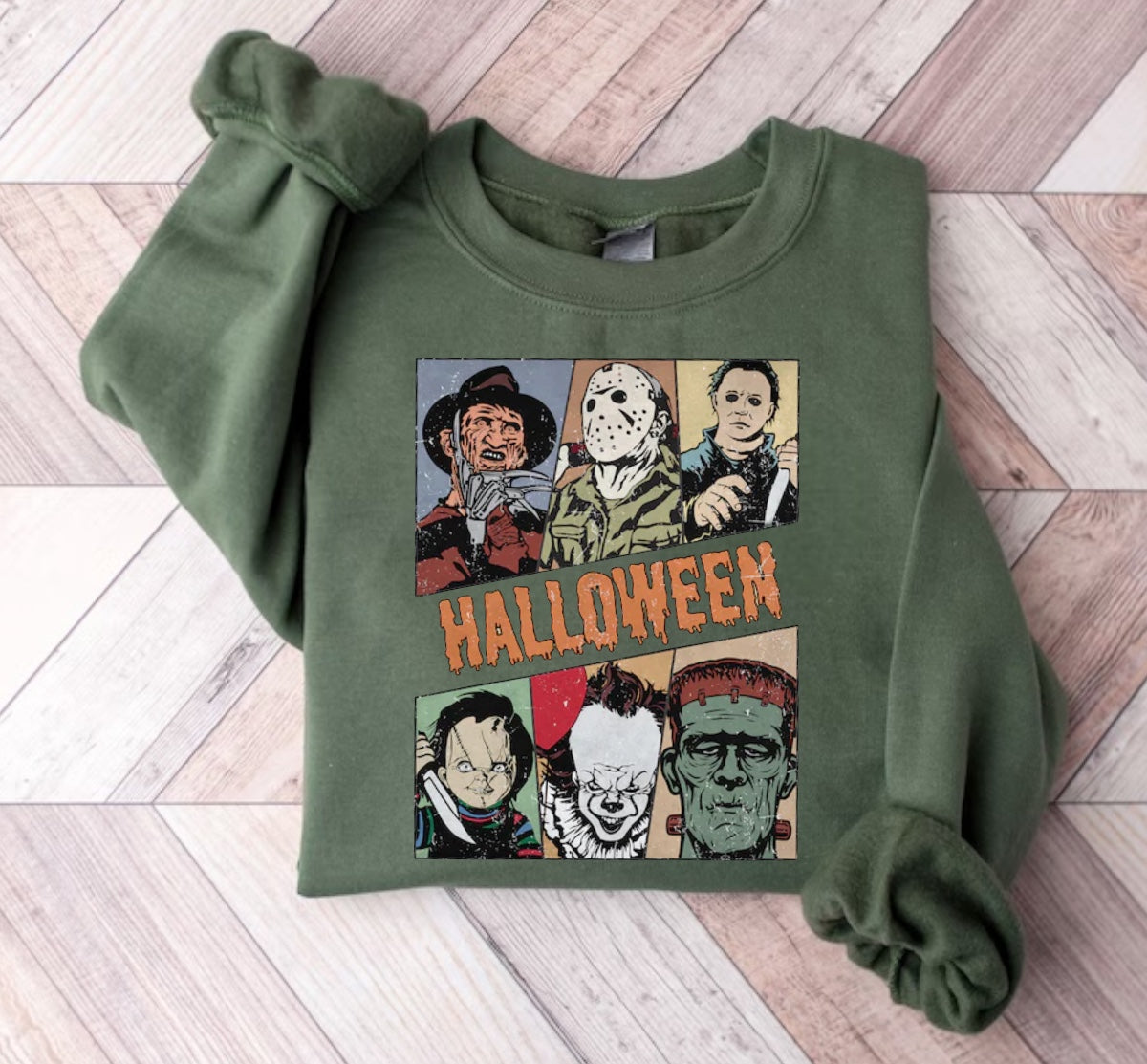 Halloween fleece crewneck Sweatshirts Horror Hippo Boutique