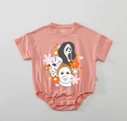 Baby Halloween t-shirt Bubble Romper - Floral Scary Movie Hippo Boutique