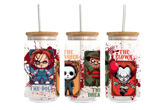 Horror movie cup Halloween glass cup Libby Halloween can