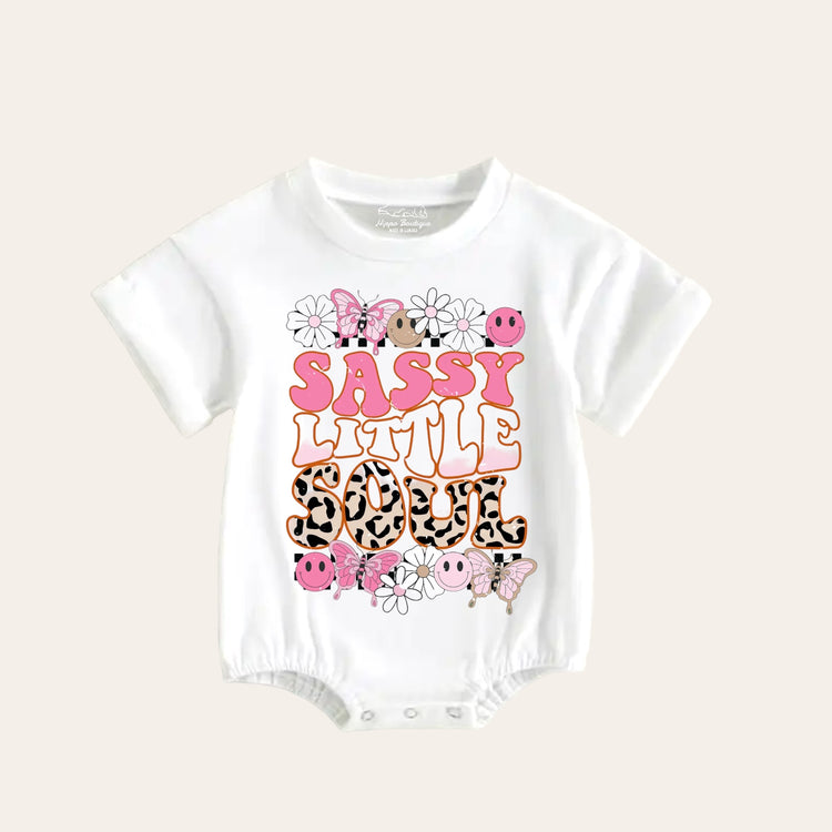 Retro Sassy Little Soul Baby Girl t-shirt Bubble Romper Hippo Boutique