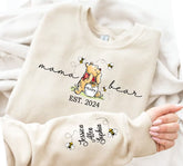 Custom Mama Bear Sweatshirt with children’s name on sleeve Hippo Boutique