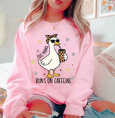 T-Shirts Sweatshirts & Hoodies - This Mama Runs on Caffeine Leopard Goose Hippo Boutique