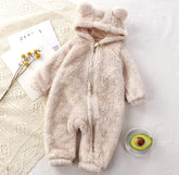 Furry Teddy Bear Baby Snowsuit One Piece Hippo Boutique