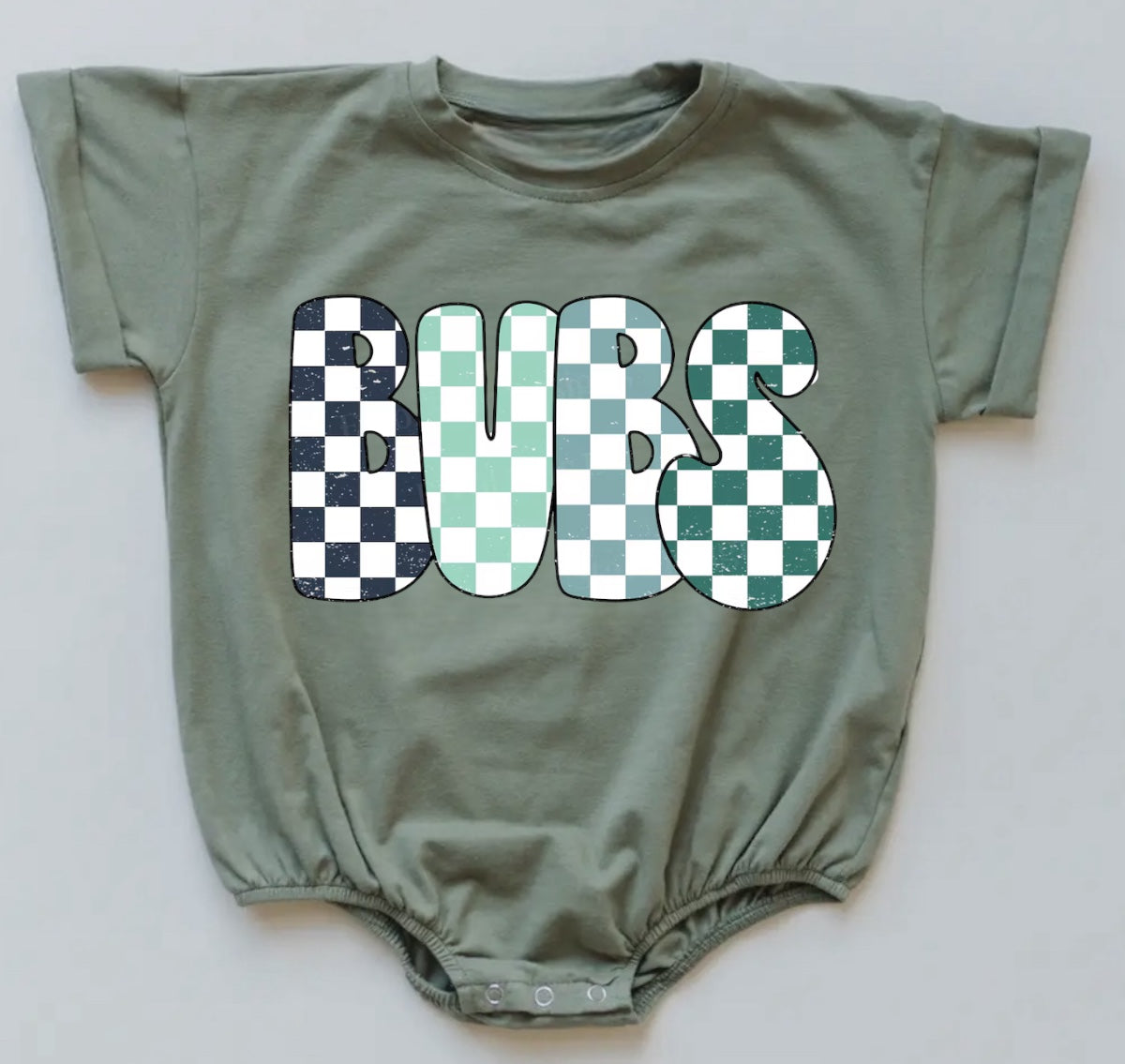 Checkered Bubs Baby & toddler Boy t-shirt bubble Romper Hippo Boutique