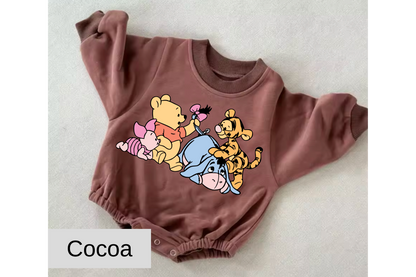 Pooh friends baby Oversized Sweatshirt Romper Hippo Boutique