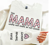 Custom Floral Mama Sweatshirt with children’s name on sleeve Hippo Boutique
