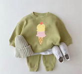 Baby Waffle Knit Jogger Outfit - Ice Cream Hippo Boutique