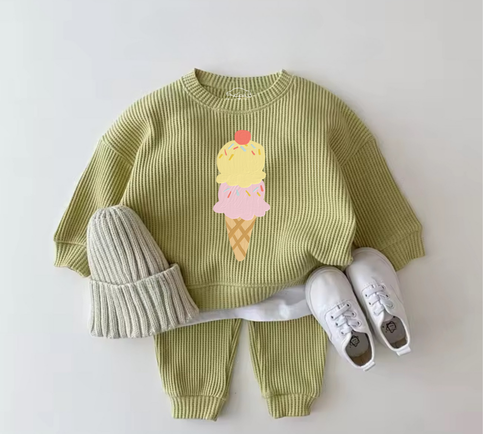 Baby Waffle Knit Jogger Outfit - Ice Cream Hippo Boutique