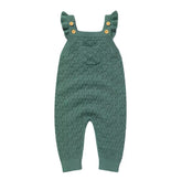 Baby Ruffled Knit Suspender romper bodysuit Hippo Boutique