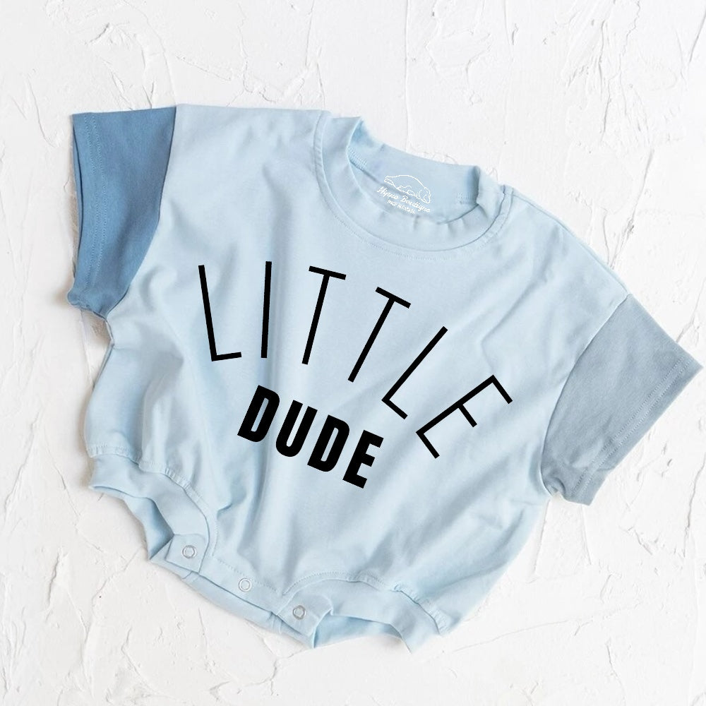 Little Dude baby Color Block T-Shirt Bubble Romper Hippo Boutique