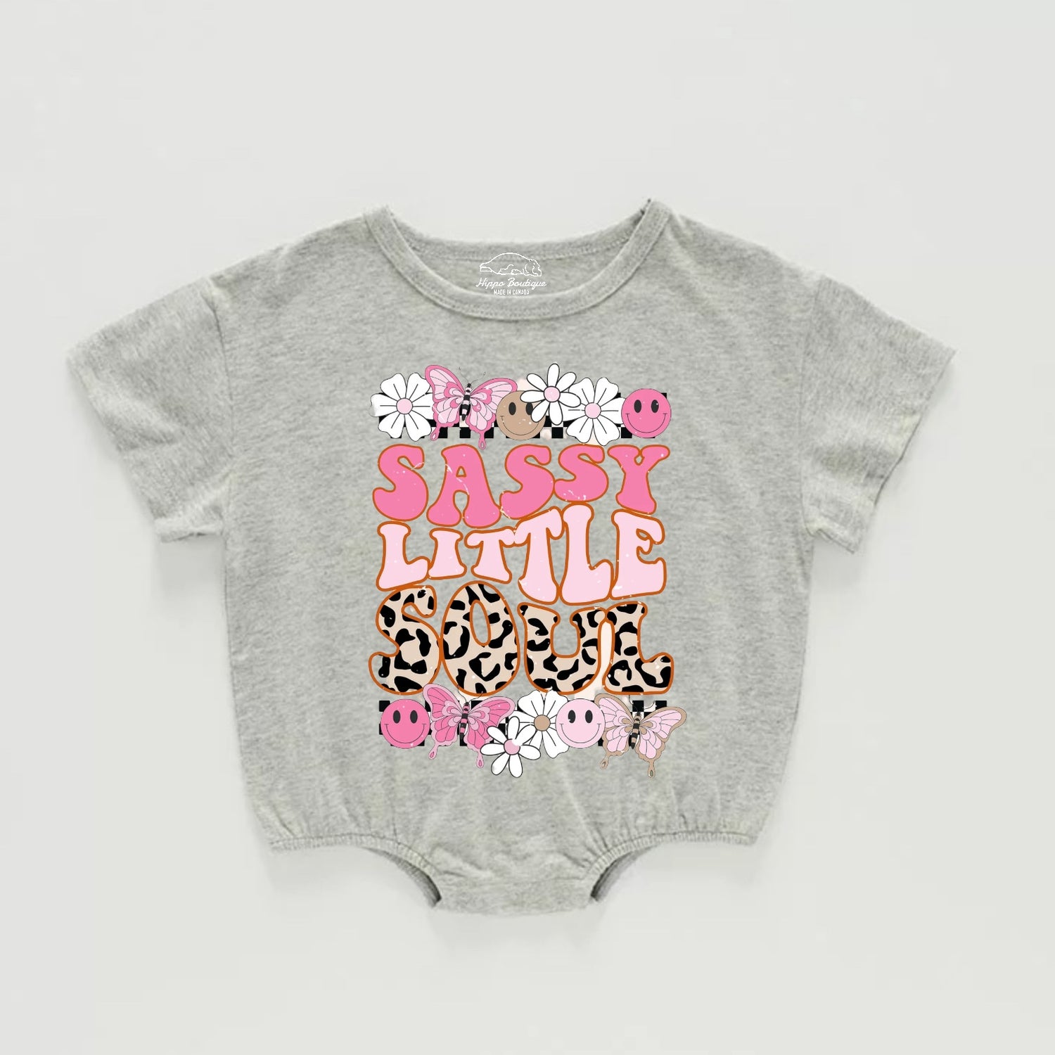 Retro Sassy Little Soul Baby Girl t-shirt Bubble Romper Hippo Boutique