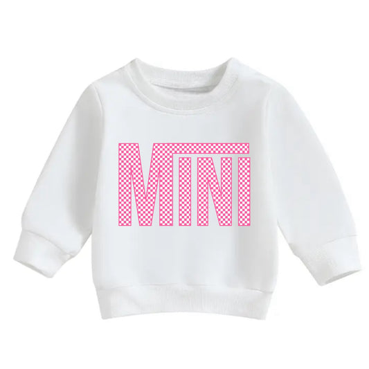 Pink Checkered Mini Baby & toddler sweatshirt Hippo Boutique