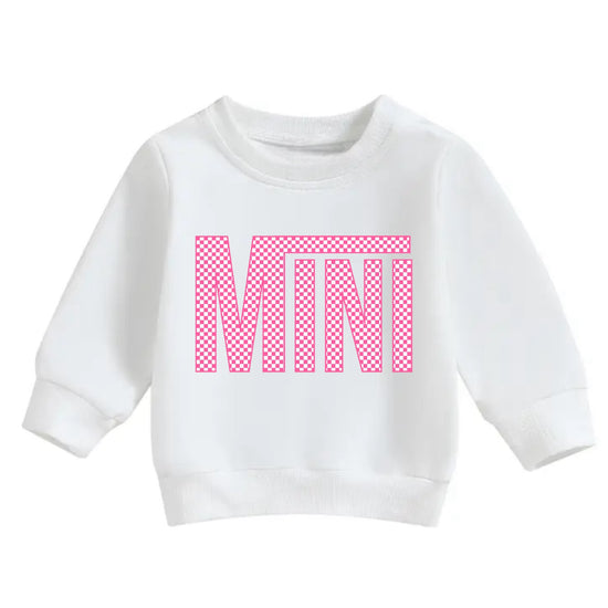 Pink Checkered Mini Baby & toddler sweatshirt Hippo Boutique