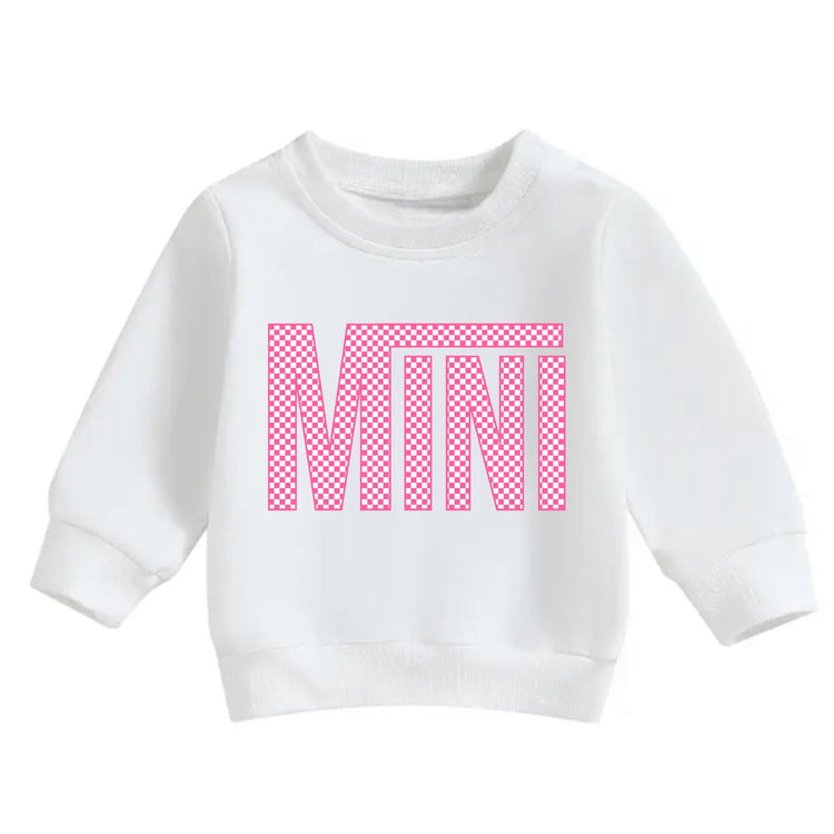 Pink Checkered Mini Baby & toddler sweatshirt Hippo Boutique