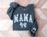 Custom Mama Floral Sweatshirt with children’s name on sleeve Hippo Boutique
