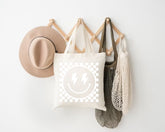 Checkered Smile Tote Bag Hippo Boutique