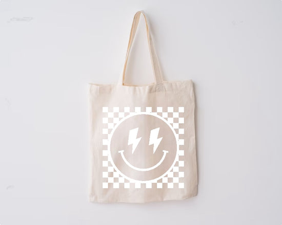 Checkered Smile Tote Bag Hippo Boutique