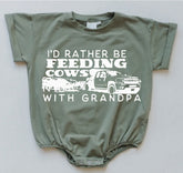 Feeding Cows With Grandpa Baby & toddler t-shirt bubble Romper Hippo Boutique