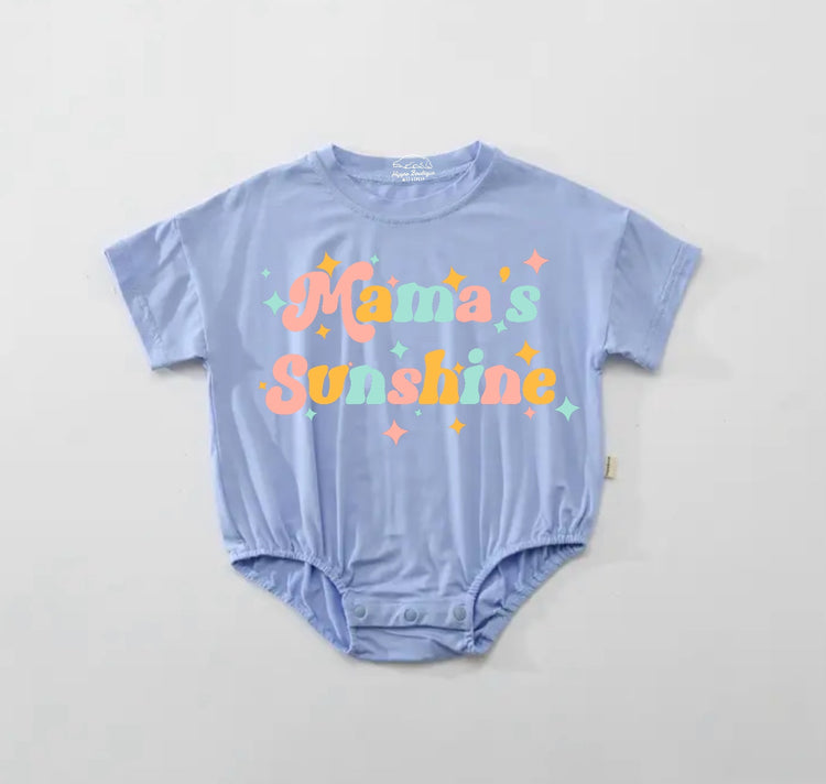 Mama’s Sunshine Baby Girl t-shirt Bubble Romper Hippo Boutique