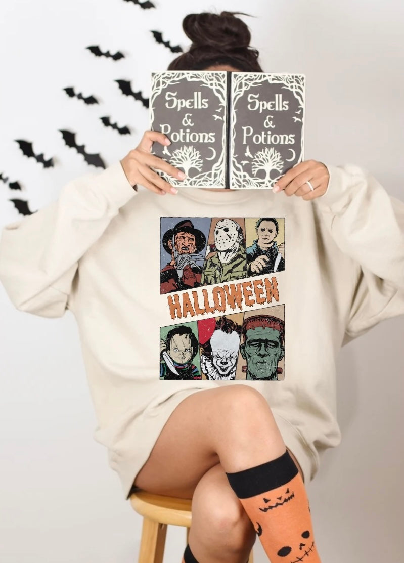 Halloween fleece crewneck Sweatshirts Horror Hippo Boutique