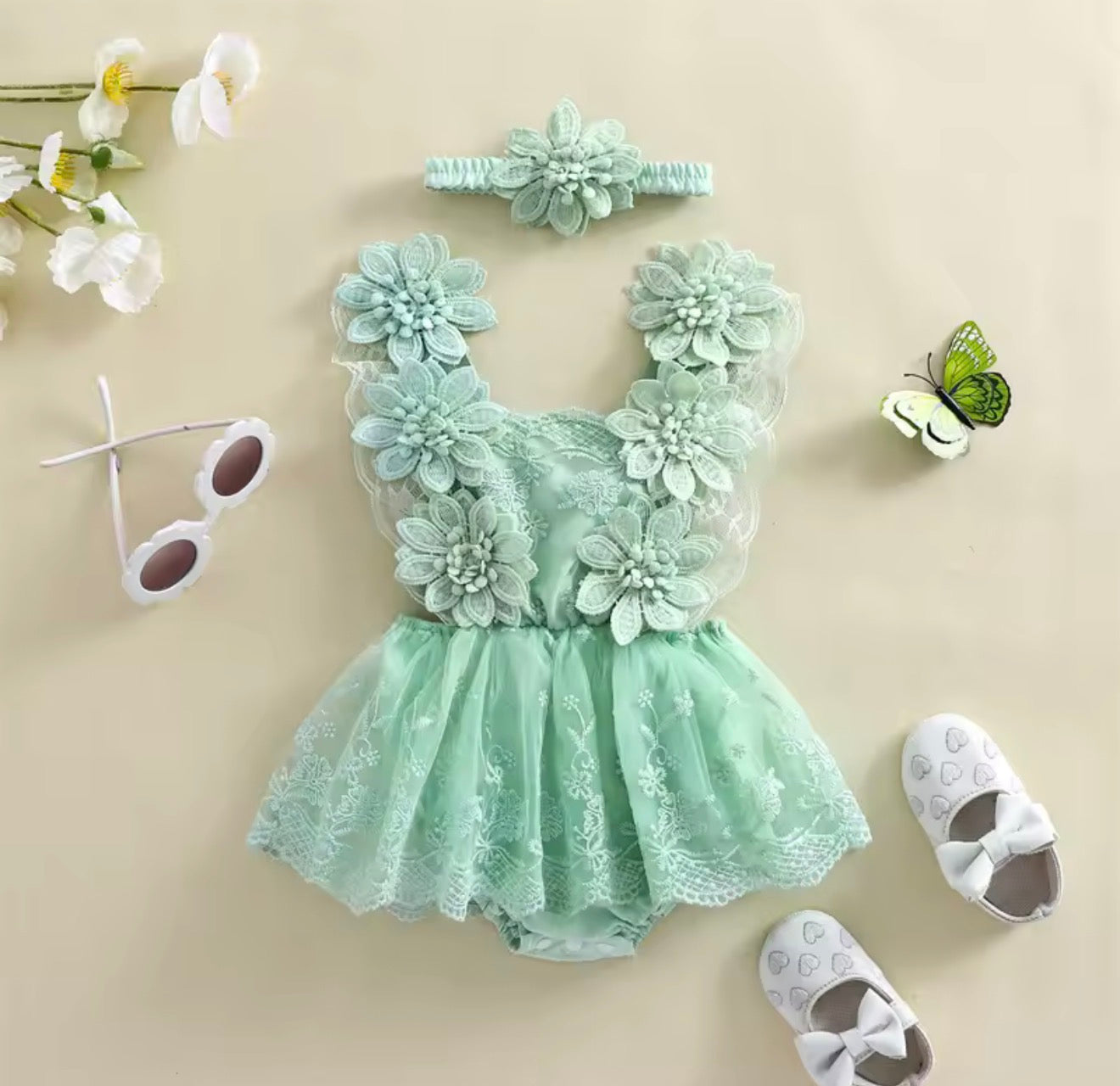 Floral Lace Baby Girl Romper Dress Hippo Boutique