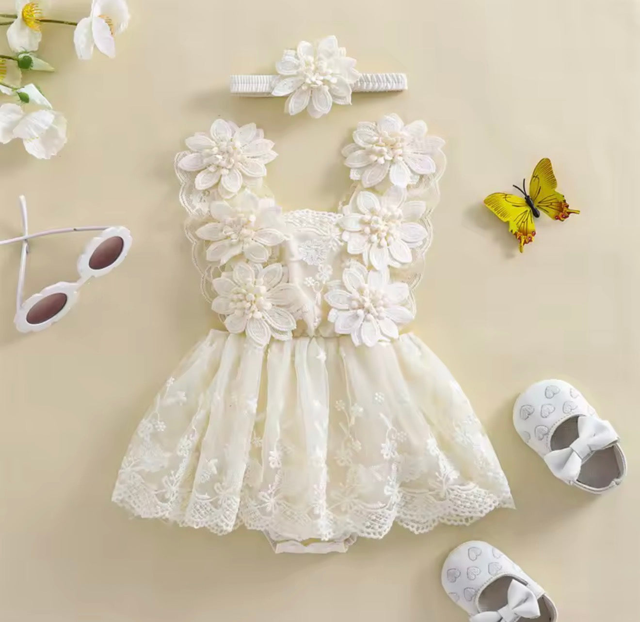 Floral Lace Baby Girl Romper Dress Hippo Boutique