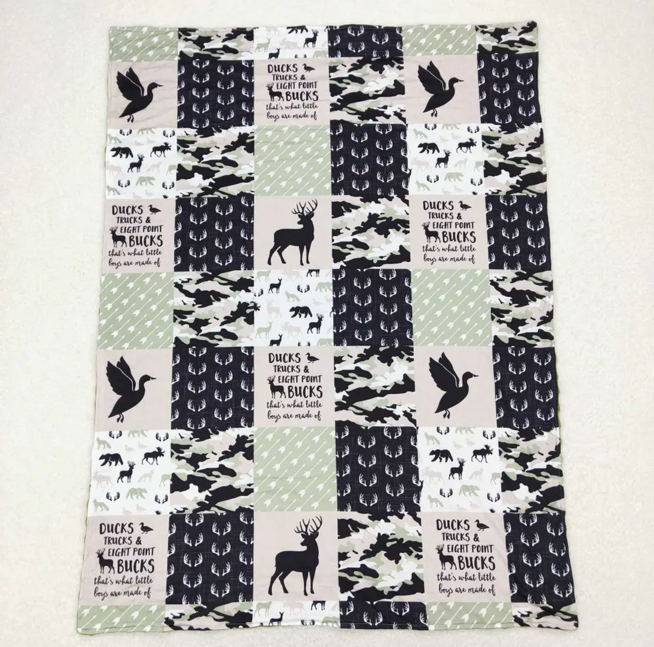 Deer duck Camo Minky Baby boy Blanket Hippo Boutique