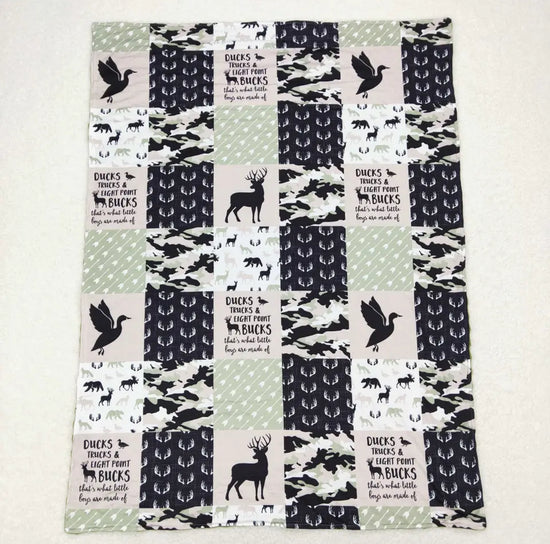 Deer duck Camo Minky Baby boy Blanket Hippo Boutique