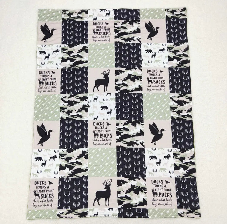 Deer duck Camo Minky Baby boy Blanket Hippo Boutique